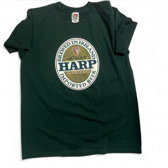 Fruit of the Loom Dark Green Harp Lager Tee - Picture 1 of 1